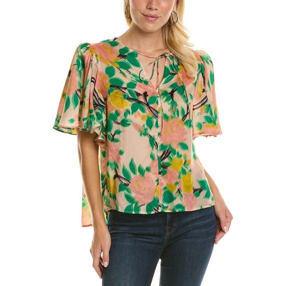 Tracy Reese Womens Flounce Top, Pink
